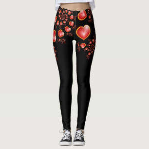 Leggings Con mucho amor Corazón Rojo Amarillo Arte Fractal