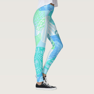 Leggings con patrón continuo de vida oceánica