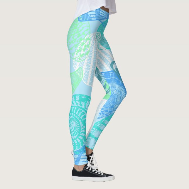 Leggings con patrón continuo de vida oceánica (Derecha)