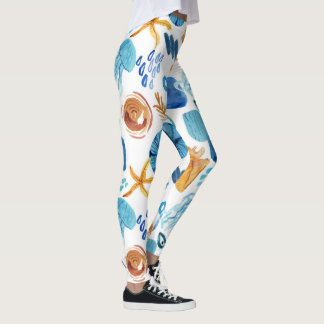 Leggings con patrón continuo de vida oceánica