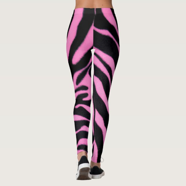 Leggings con patrón de cebra rosa – Impresión de a (Reverso)