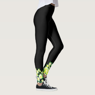 Leggings con patrón de flores de higos ácidos funk