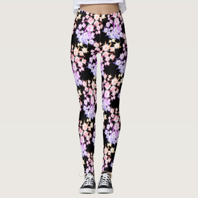 Leggings con patrón de flores de higos ácidos funk (Anverso)