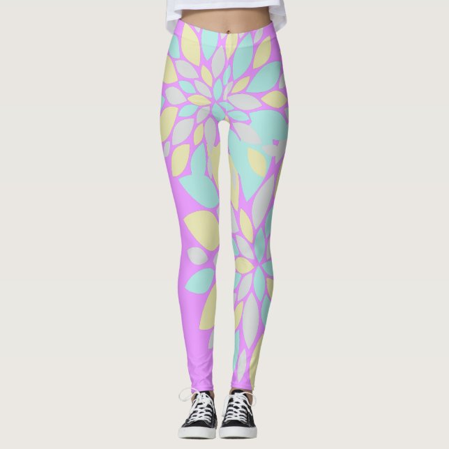 Leggings con patrón de flores de pétalos de pastel (Anverso)