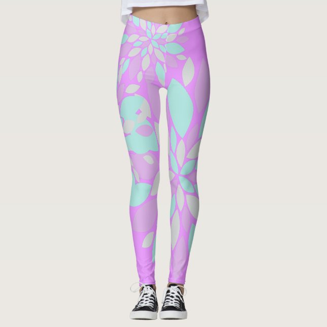 Leggings con patrón de flores de pétalos pastel (Anverso)