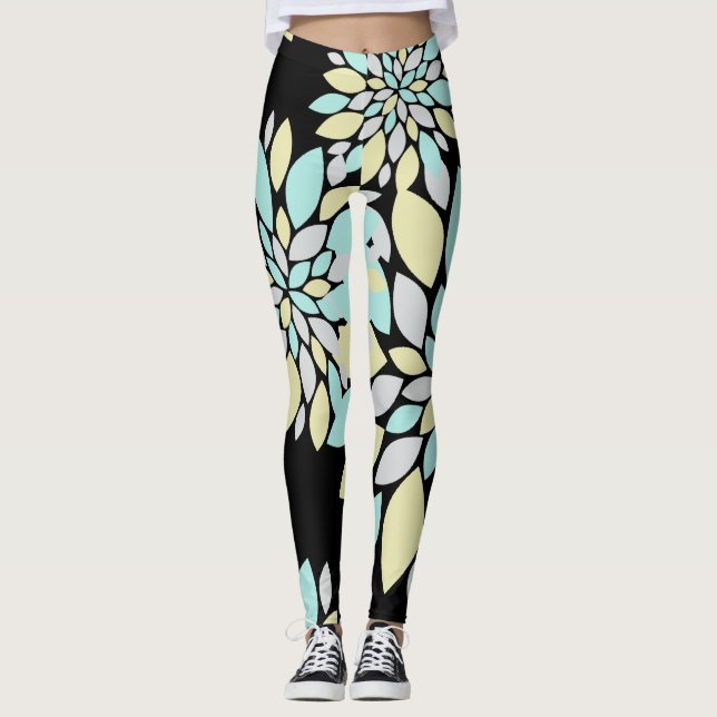 Leggings con patrón de flores de pétalos pastel (Anverso)