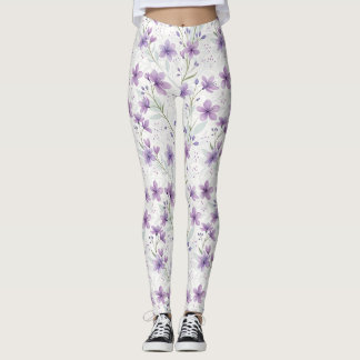 Leggings con patrón de flores silvestres de lila e