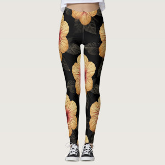 Leggings con patrón de flores tropicales