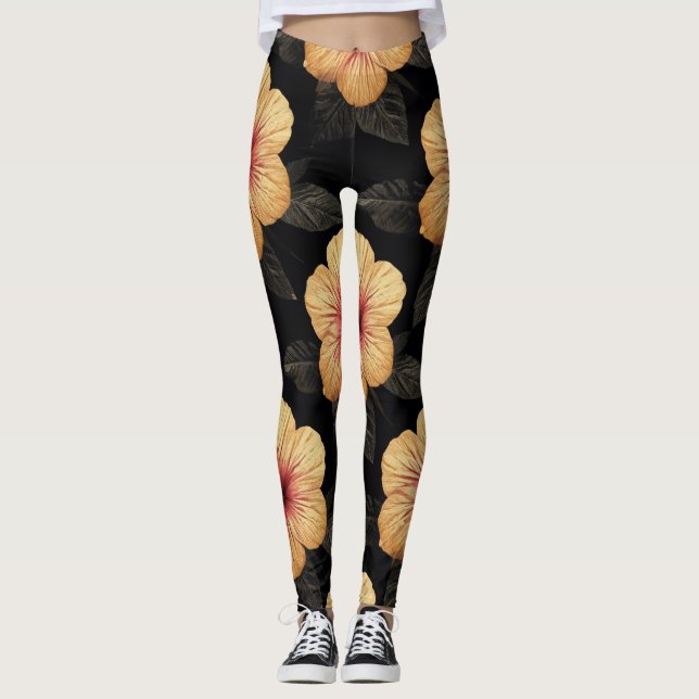 Leggings con patrón de flores tropicales (Anverso)