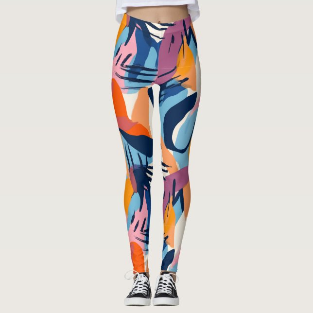 Leggings con patrón de formas abstractas modernas  (Anverso)