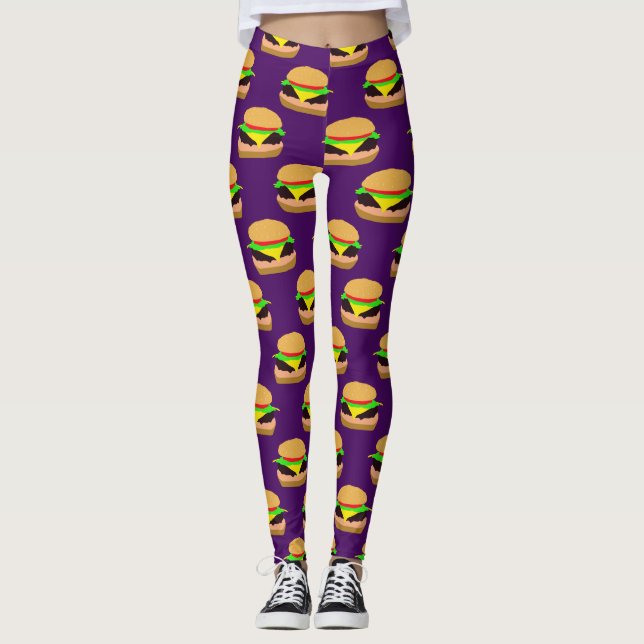 Leggings con patrón de hamburguesa con queso (Anverso)