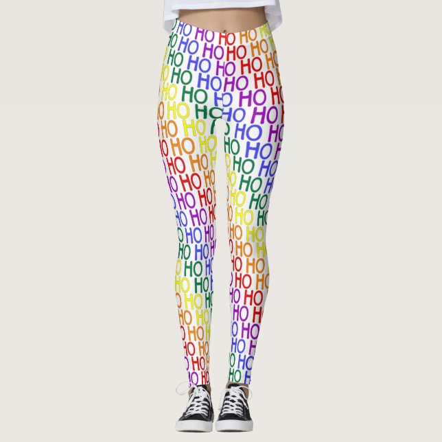 Leggings con patrón de Ho Ho Ho arcoíris (Anverso)