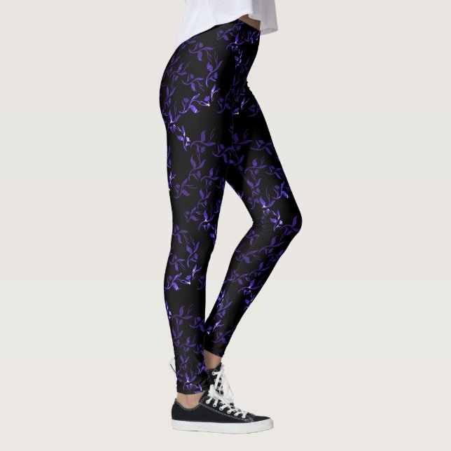 Leggings con patrón de hojas azul oscuro (Derecha)