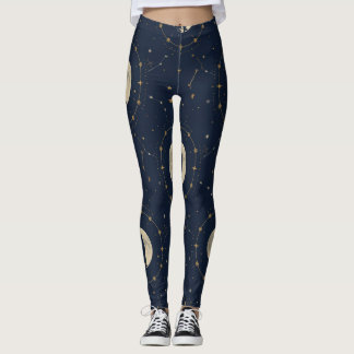 Leggings con patrón de Lobo Aullador Celestial de