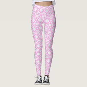 Leggings con patrón de margarita retro rosa