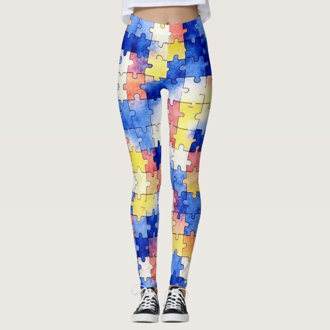 Leggings con patrón de pieza de rompecabezas de ac (Anverso)