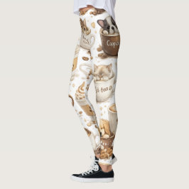 Leggings con Patrón de Taza de Café
