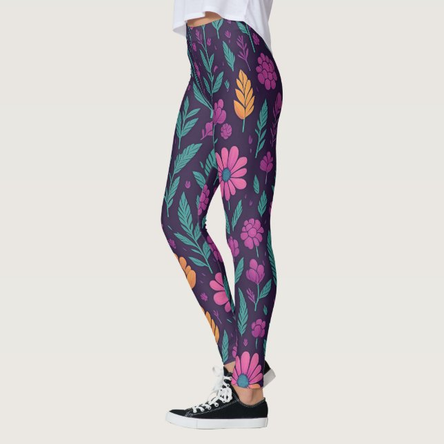 Leggings con Patrón Floral Colorido – Botánica Vib (Izquierda)