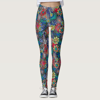 Leggings con patrón floral de arcoíris