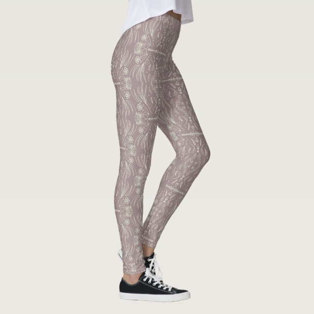 Leggings con patrón rosa claro de mandala de henna (Derecha)