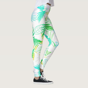 Leggings con patrón tropical de hojas de palmera