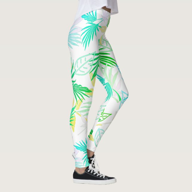Leggings con patrón tropical de hojas de palmera (Derecha)