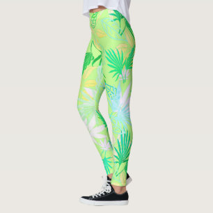 Leggings con patrón tropical de hojas de palmera