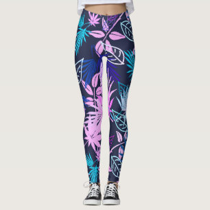 Leggings con patrón tropical de hojas de palmera