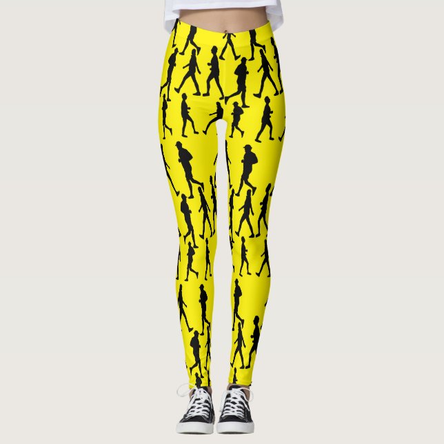 Leggings con siluetas de personas haciendo jogging (Anverso)