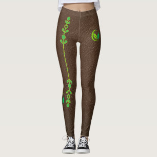 Leggings con textura de cuero elegante y terroso