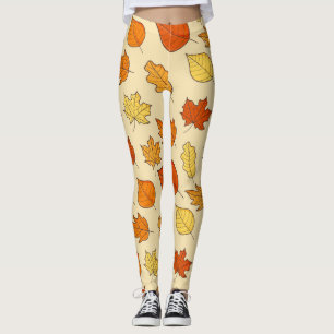 Leggings Concepto de hoja: Patrón de símbolos de otoño