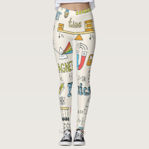 Leggings Conceptos físicos, estilo vintage dibujado a mano.