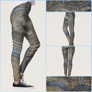 Leggings Concha de tortuga gris y marrón Patrón natural con