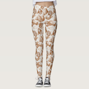 Leggings Concha Marina Neutral con Estilo Toile Costero