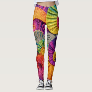 Leggings Conchas Cromáticas: Mosaico en Espiral Vibrante