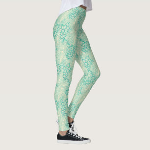 Leggings Conchas del Océano Olas del Mar Patrón Vintage Abs