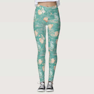 Leggings Conchas y olas del océano Patrón (10)
