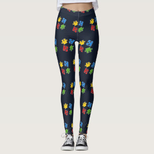 Leggings Conciencia del autismo Amarillo azul Amarillo Rojo