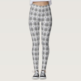 Leggings Conciencia del Cáncer Óseo Cuadros Gris Cinta