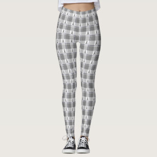Leggings Conciencia del Cáncer Óseo Cuadros Gris Cinta