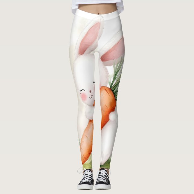 Leggings Conejito de acuarela primaveral adorable (Anverso)