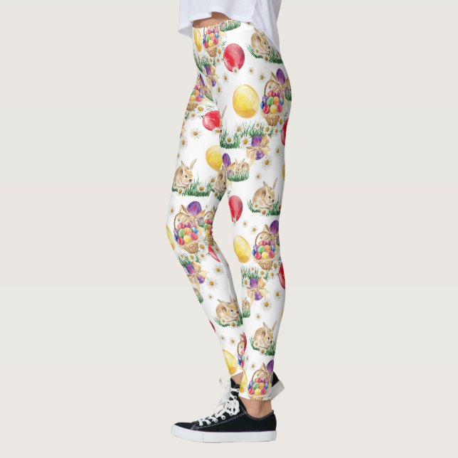 Leggings Conejito de pascua y polainas lindos de los huevos (Izquierda)