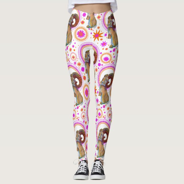 Leggings Conejito Espumoso En Naranja Y Rosa (Anverso)