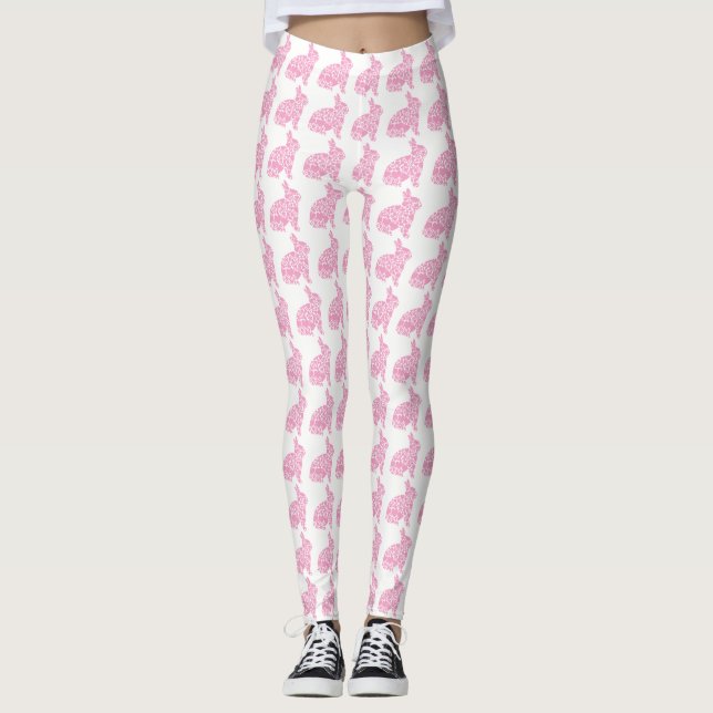 Leggings Conejitos rosados bonitos Pascua (Anverso)