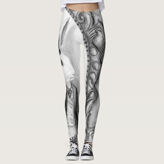 Leggings Conejo blanco por todo las polainas Alicia en el (Anverso)
