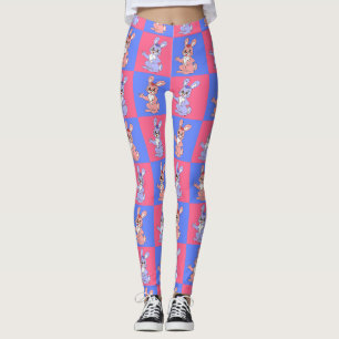 Leggings Conejo de conejo de conejo de Kawaii azul rosado
