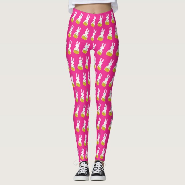 Leggings Conejo de Pascua con fondo de canasta (Anverso)