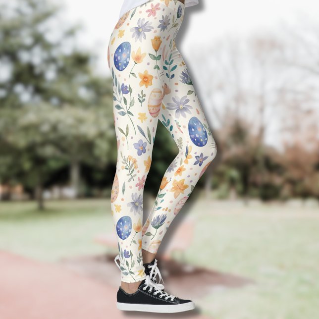 Leggings Conejo Flores Huevos Pastel Acuarela Atemporal (Subido por el creador)