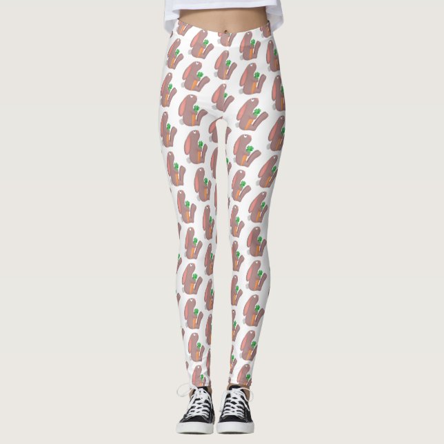 Leggings Conejo lindo con personalizado de zanahoria sentad (Anverso)