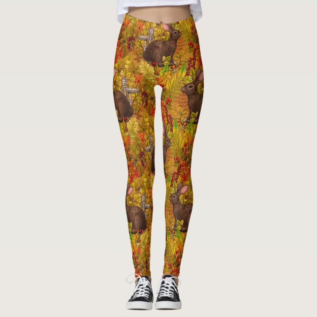 Leggings Conejo otoñal en ocre (Anverso)